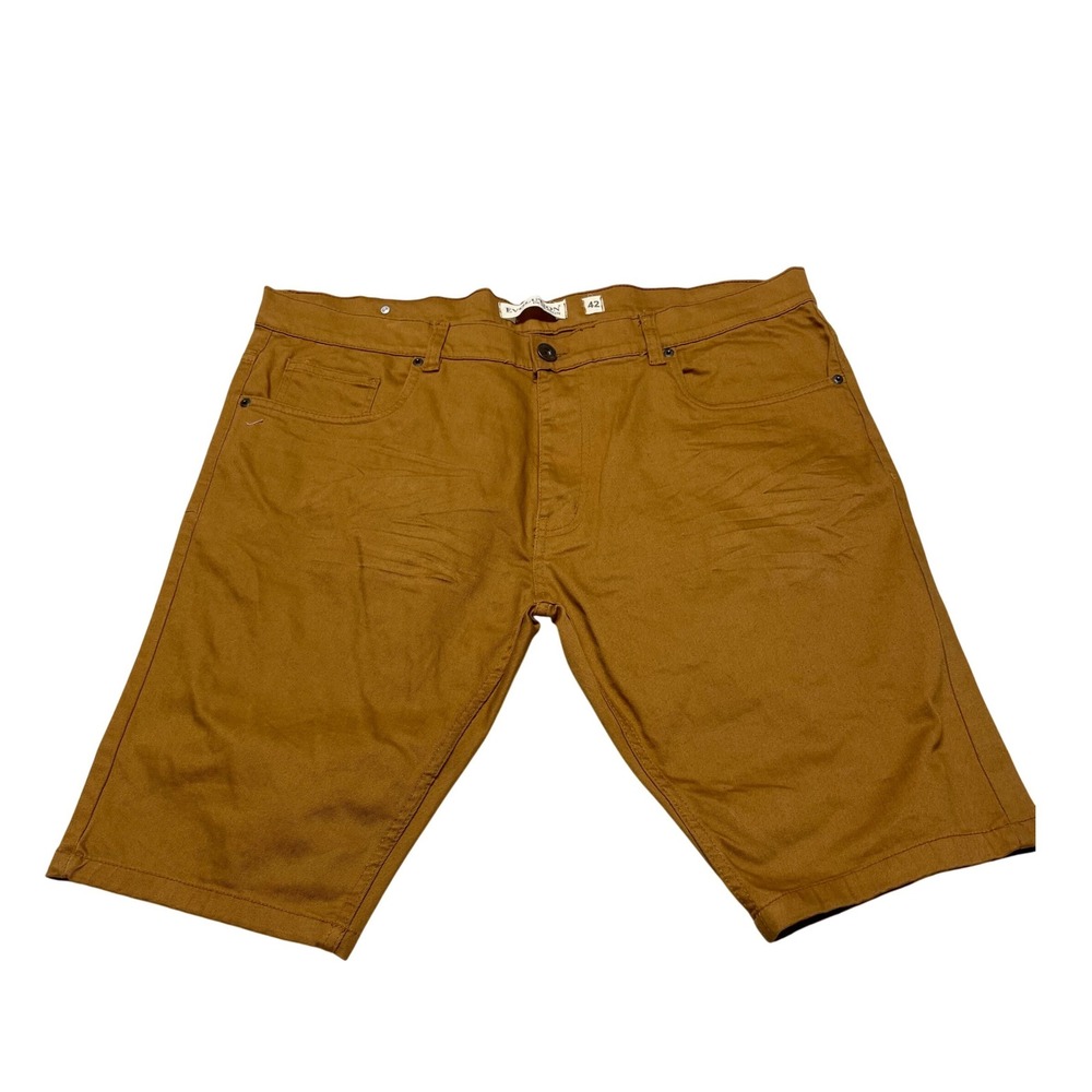 Evolution In Design Shorts Mens 42 Brown Twill Flat Front Stretch